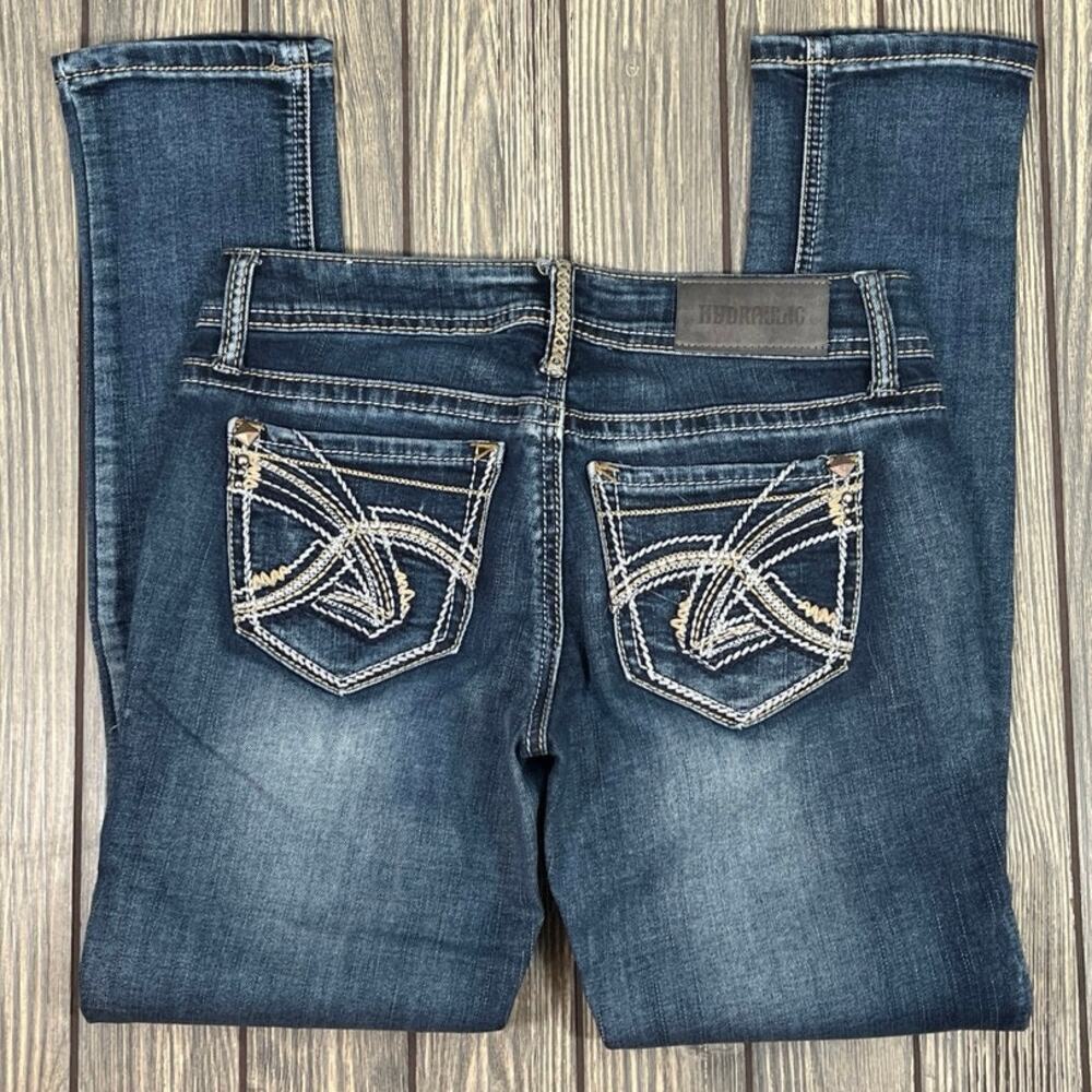Hydraulic Jeans Bailey Crop Skinny‎ Sz 3/4 Distressed Studded Contrast Stitch